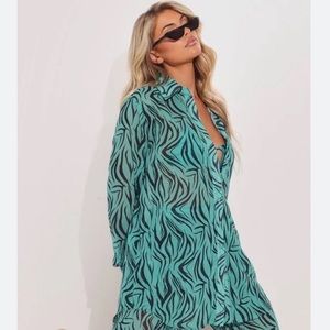 PrettyLittleThing Zebra Print Beach Shirt